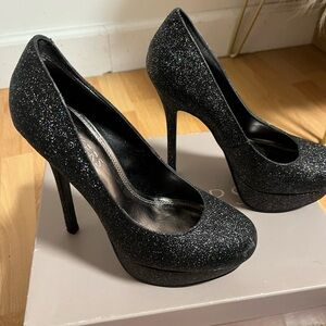 Elegant Black Glitter Heels